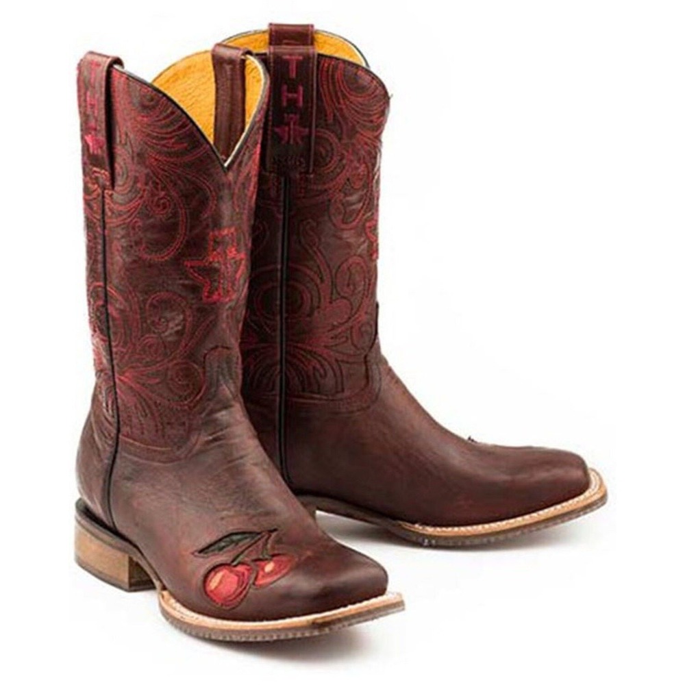 NEW Tin Haul Monster Cherry Broad Square Toe Western Cowboy Boots Skull Sole 8.5 - Picture 2 of 12